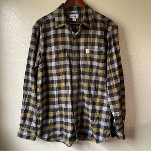 Carhartt Mens Large Relaxed Fit Flannel Button Down Work Shirt Outdoor Camping